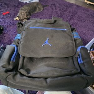 Jordan Men's Black Backpack with Blue Accents